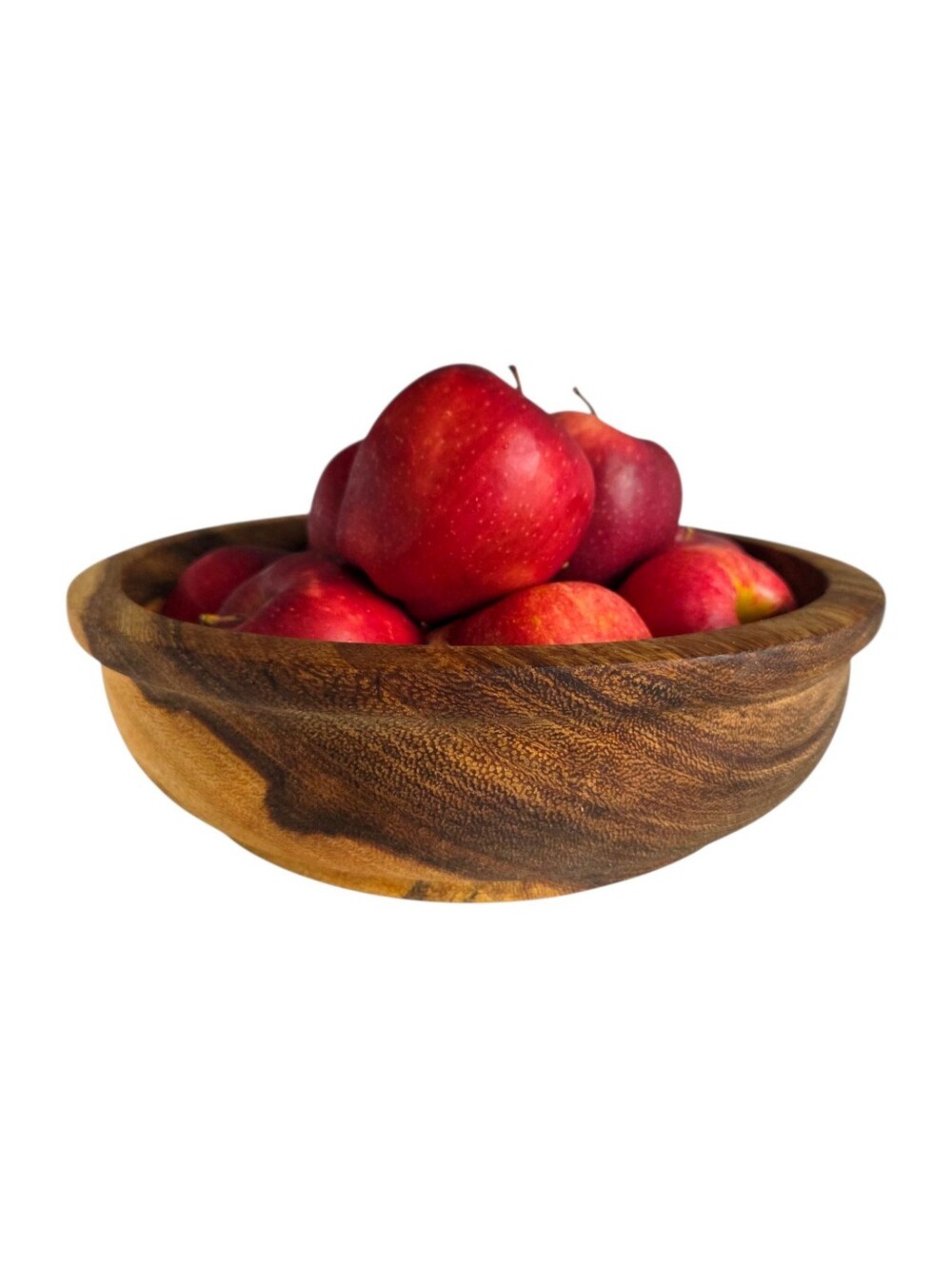 Vintage mid-century Parota wood fruit bowl live edge rustic two-tone 12" dia